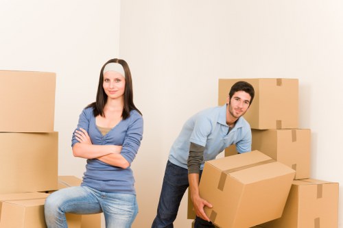 Professional movers handling belongings